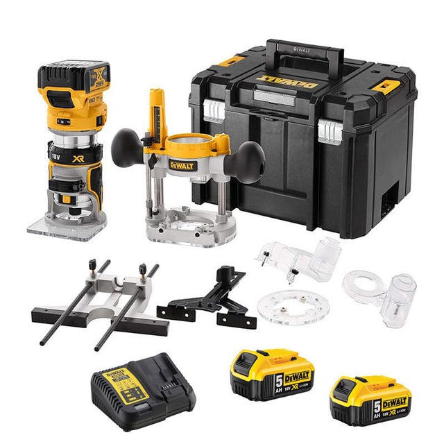 Affleureuse défonceuse 18V XR (2x5,0 Ah) en coffret TSTAK - DEWALT DCW604P2-QW