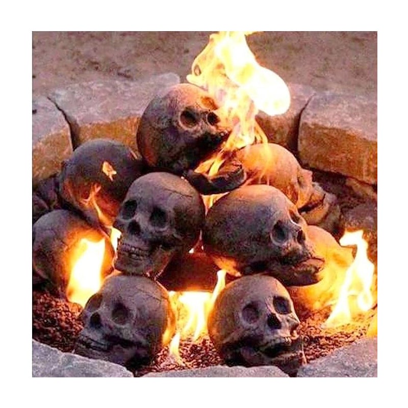 Dekoracja czaszki na Halloween, dekoracja czaszki, odpowiednia do kominka, pieca, ogniska (duży rozmiar)