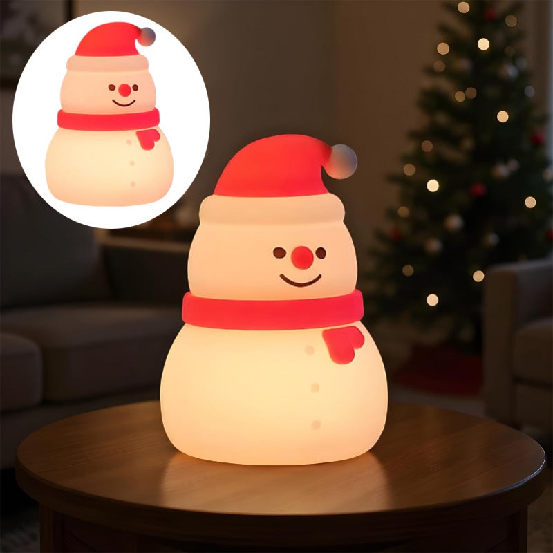 Silikonowa lampka nocna na Boże Narodzenie, akumulatorowa lampa dekoracyjna, miniaturowa lampka nocna, kolorowe światło, świąteczny bałwan