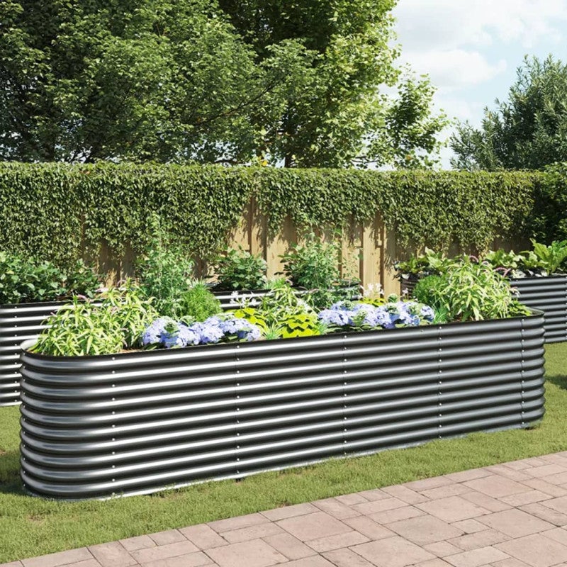 Lit Surélevé De Jardin 100x40x77 Cm – Acier Galvanisé Marron, Fond Ouvert, Pour Légumes, Fleurs, Balcon