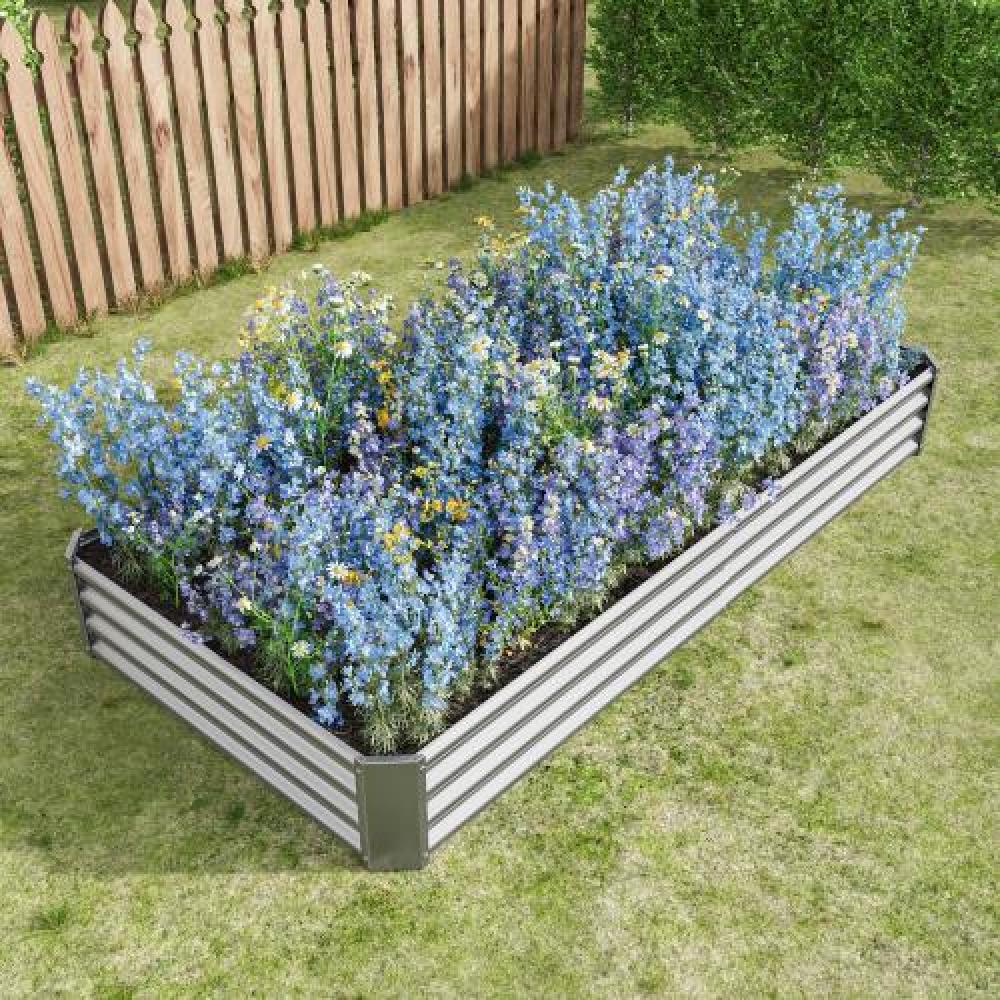 Haut bac jardin métal, acier robuste, design stable, anti-rouille, durable, sans fond, idéal légumes, herbes et fleurs, anthracite - 4