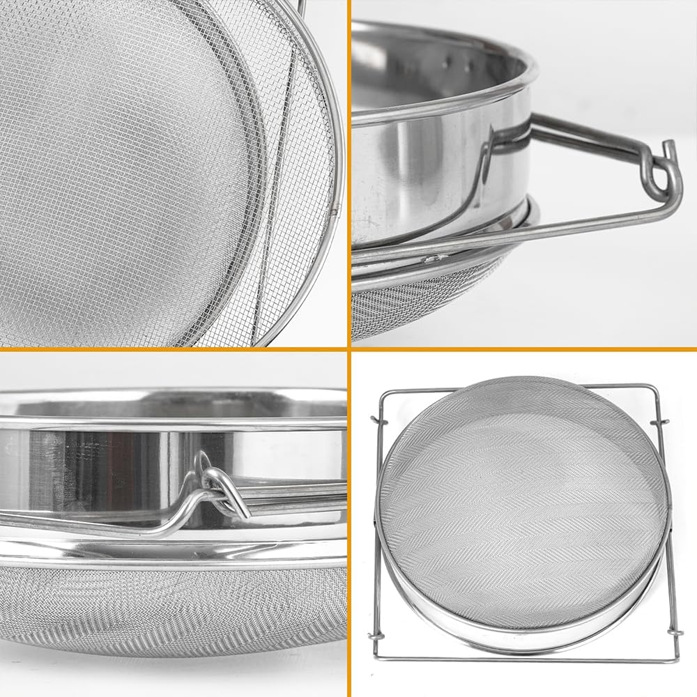 Miel - Tamis à double abeille en acier inoxydable - Filtre à déchets - Pour l'apiculture - 5