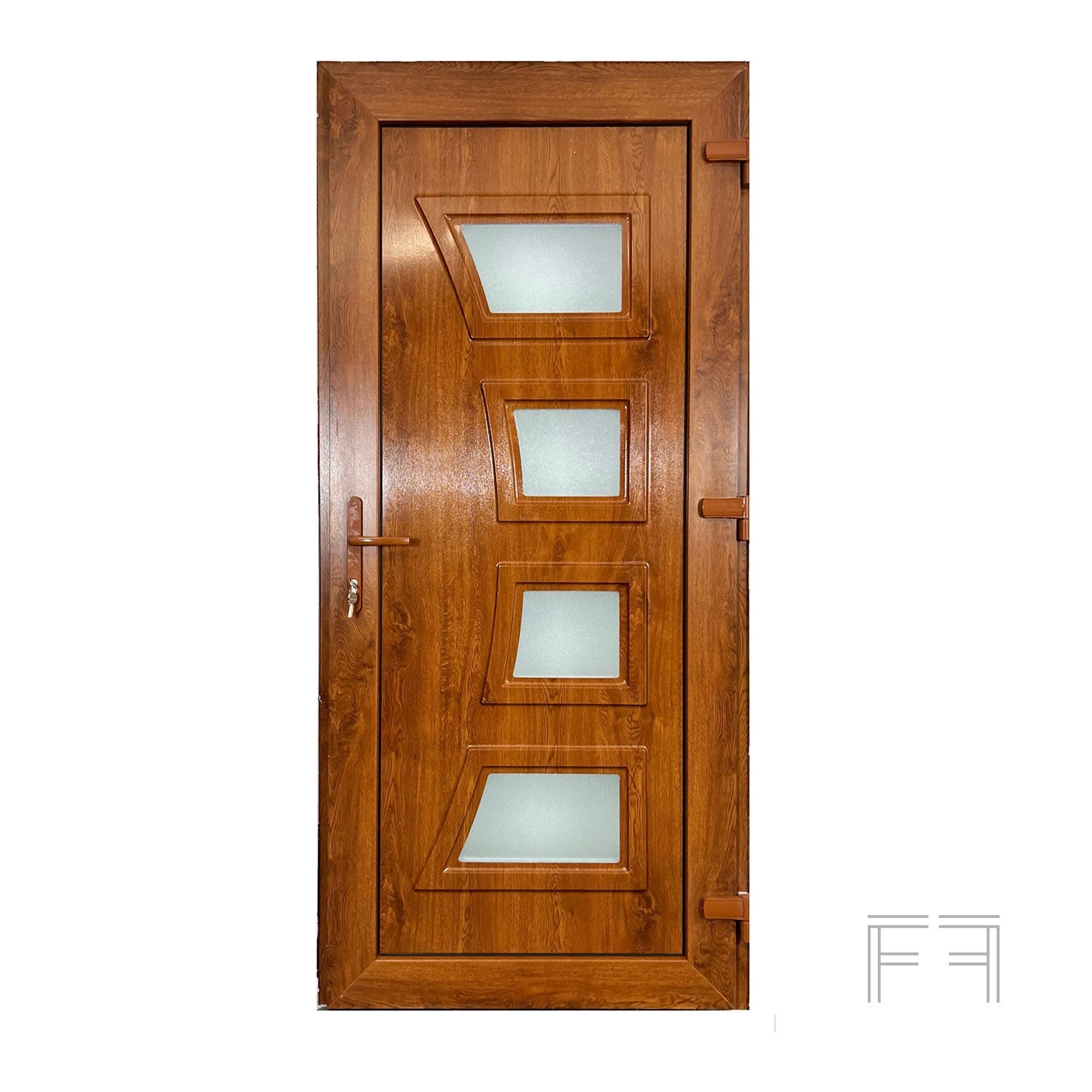 Puerta de entrada roble MG1 en PVC L90x H210, Apertura de tirar a la derecha (vista interior) - 2