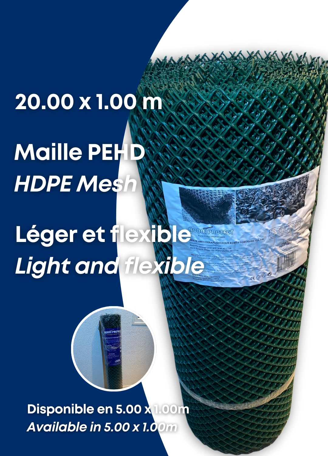 Natte Grille antidérapante Robot Tondeuse | Grille Protection de pelouse 20.00 x 1.00 m Protege Votre Gazon | Made in Europe - 2