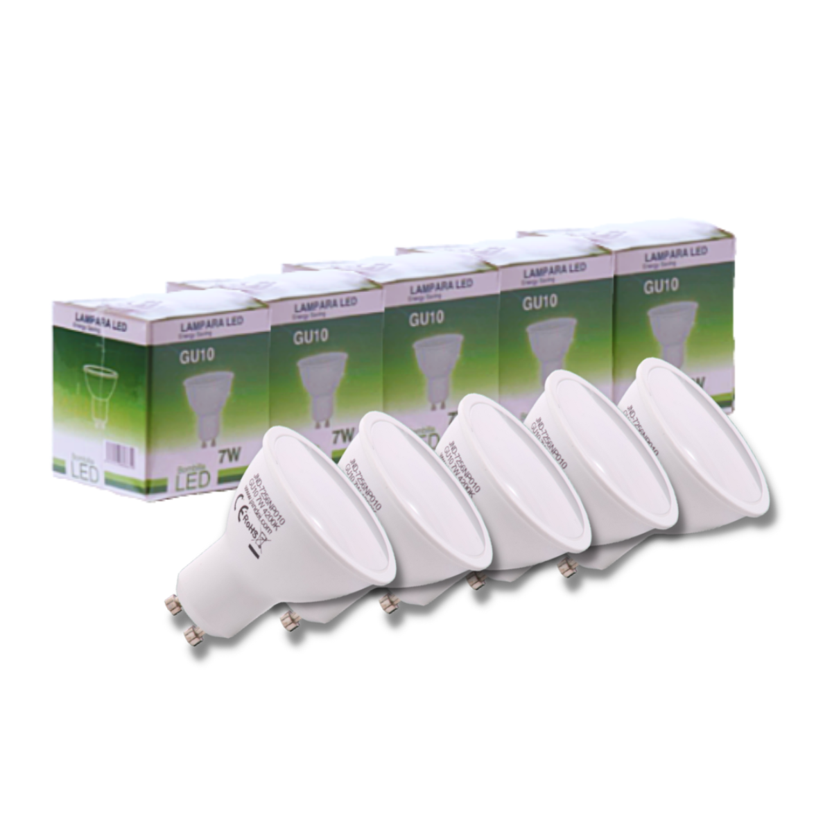 Jandei Pack de 5 Ampoules LED GU10 7W (équivalent à 50W), Couleur Blanc Naturel 4200K, 650 Lumens - 2
