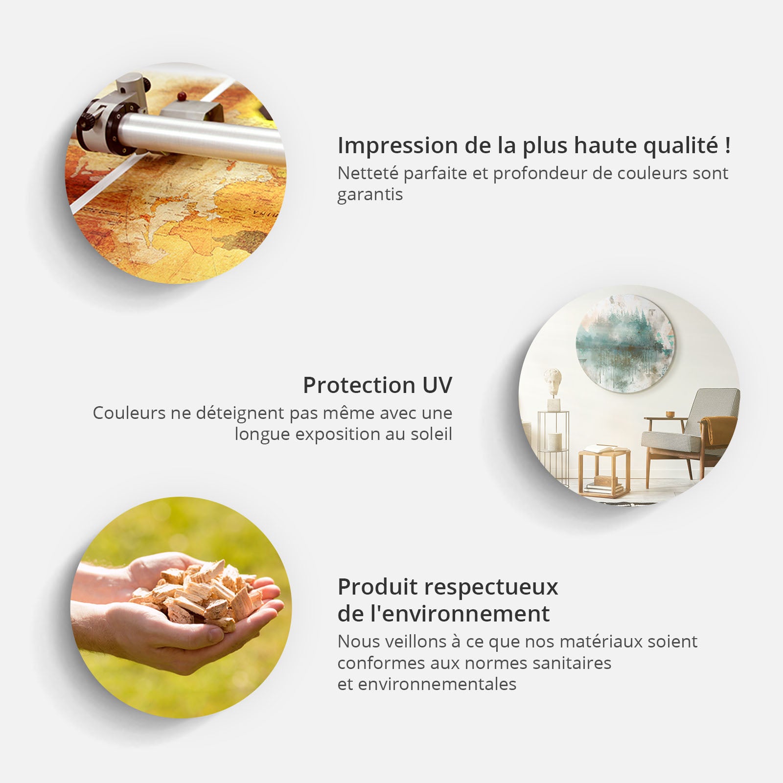 Tableau rond - Oiseaux pataugeant parmi les flamants roses - 4