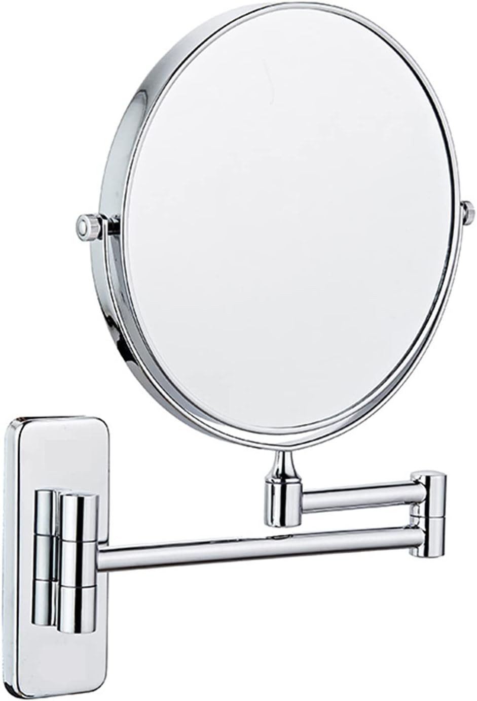 Lustro do makijażu montowane na ścianie, z 10-krotnym powiększeniem, obrotowym przedłużeniem 360°, chromowane, średnica 20 cm