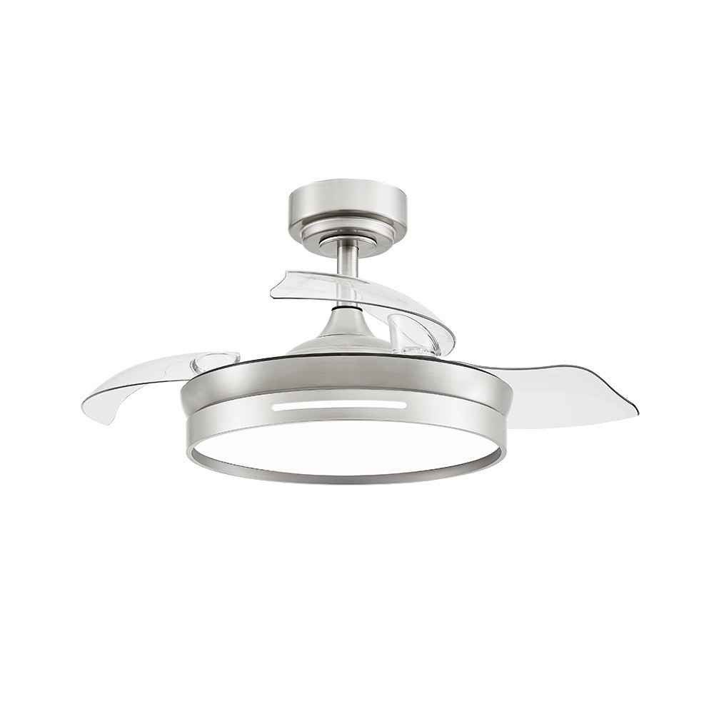 Ventilateur Non éclairé Extra Large DC SANSON L Nickel Avec Telecommande Fabrilamp