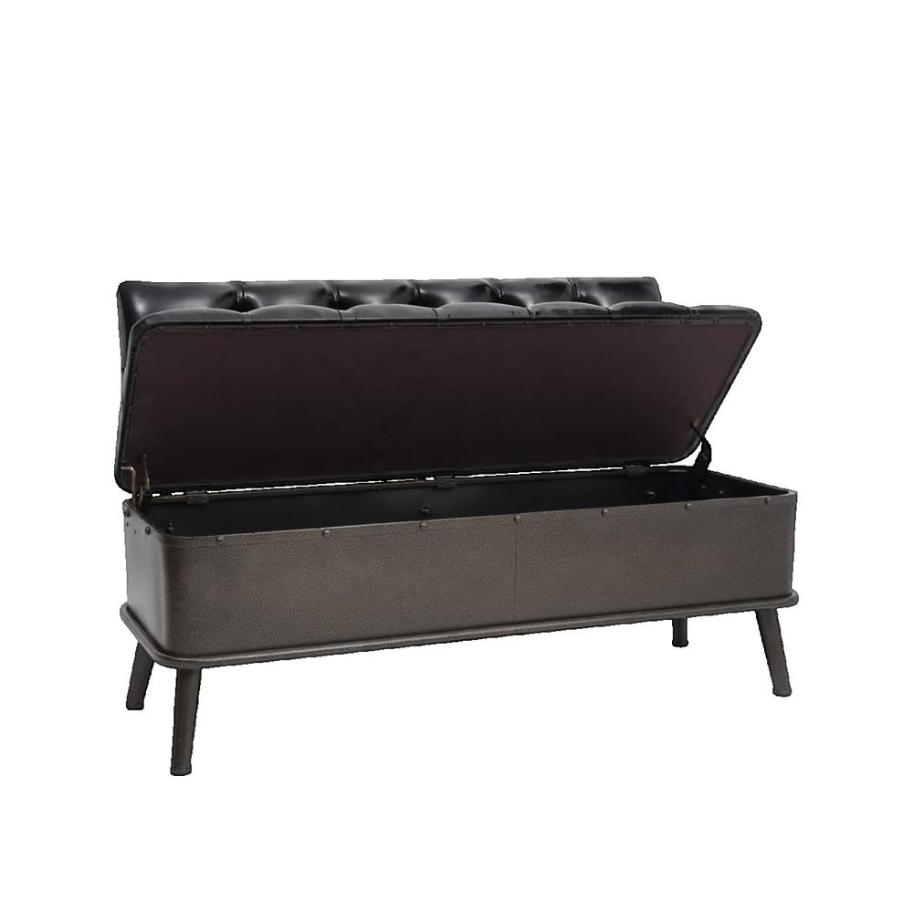 Vidaxl Banco De Almacenaje Con Respaldo Cuero Sintético 110 Cm Negro , Leroy Merlin