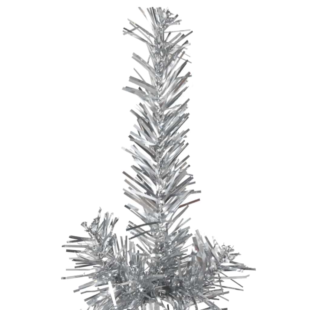 Meia árvore de Natal artificial com suporte prateado 210 cm - COMFORTXL - 4