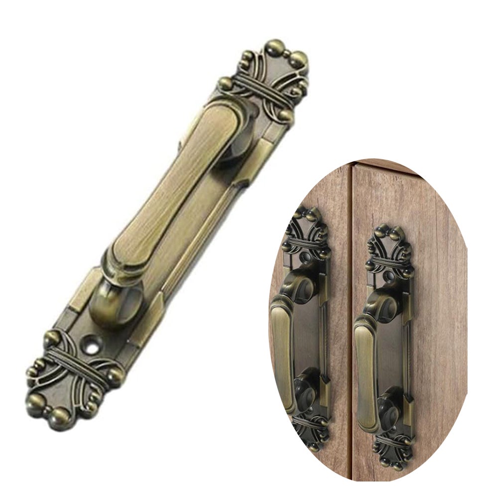 Antyczne klamki do drzwi w stylu europejskim ze stopu aluminium do mebli, szafek, szuflad, szaf (brąz, 165 mm)