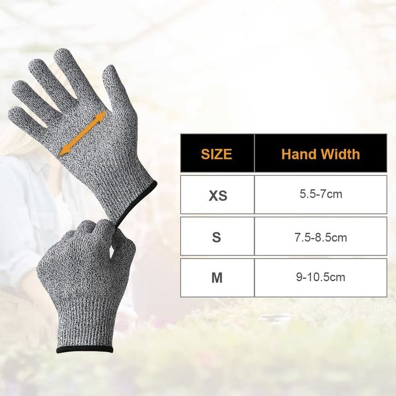 5 Paires Gants de Travail, Gants Anti-Coupures Enfant Femme, Gants de Coupe Protection de Niveau 5 pour Cuisine ,Couteaux Certifié EN 388- S - 4