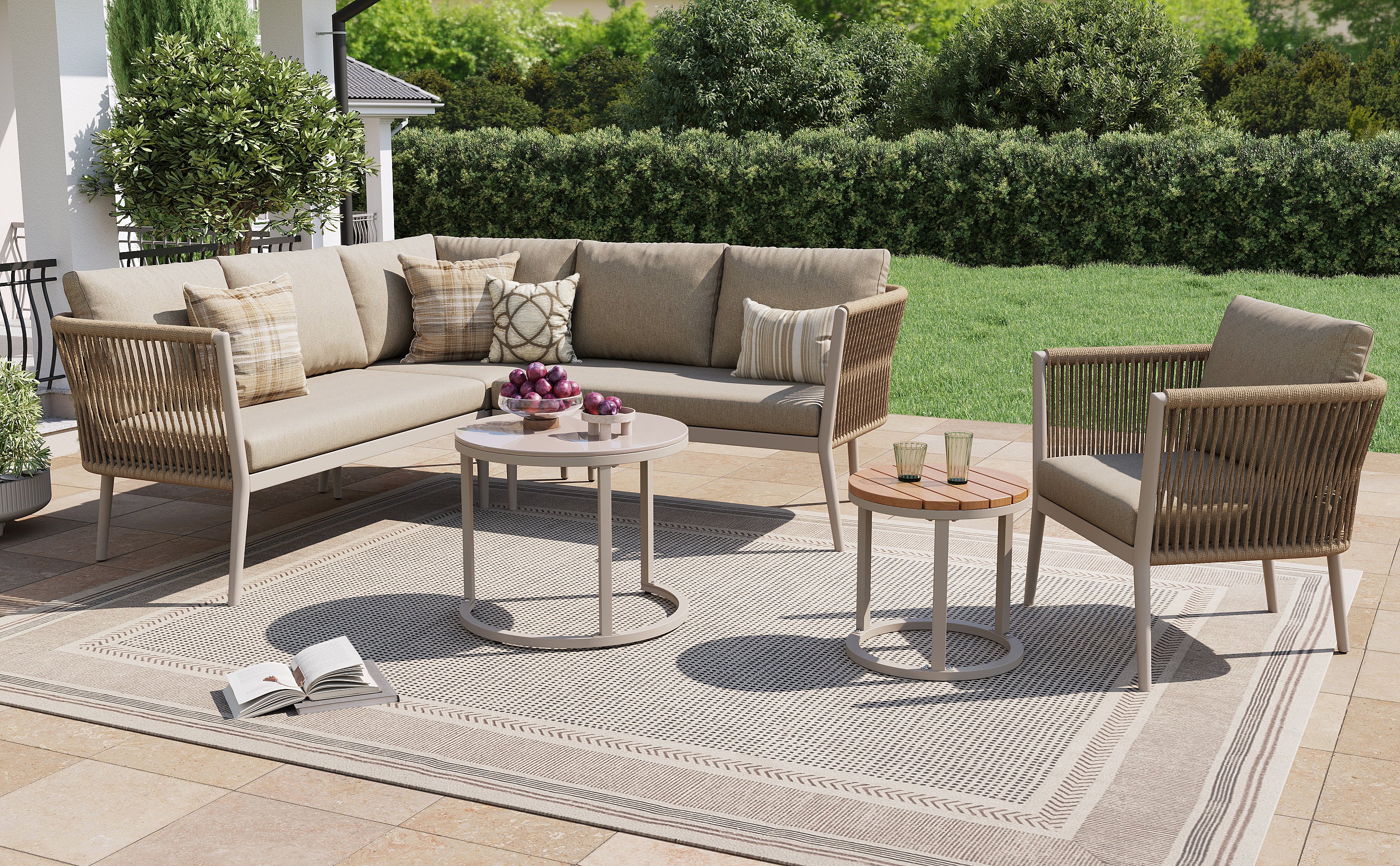Salon bas de jardin en Métal Beige 6 personnes - 6