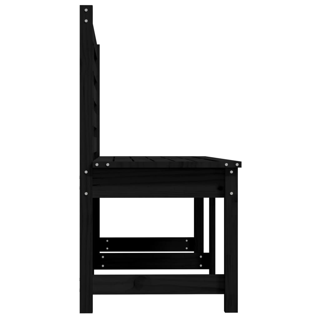 Banc de jardin meuble de patio d'extérieur terrasse noir 157,5 cm bois massif de pin 02_0011753 - 3