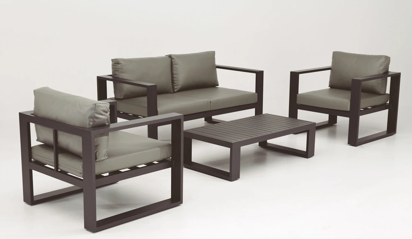 Set de sofás de exterior de aluminio 4 piezas — free download