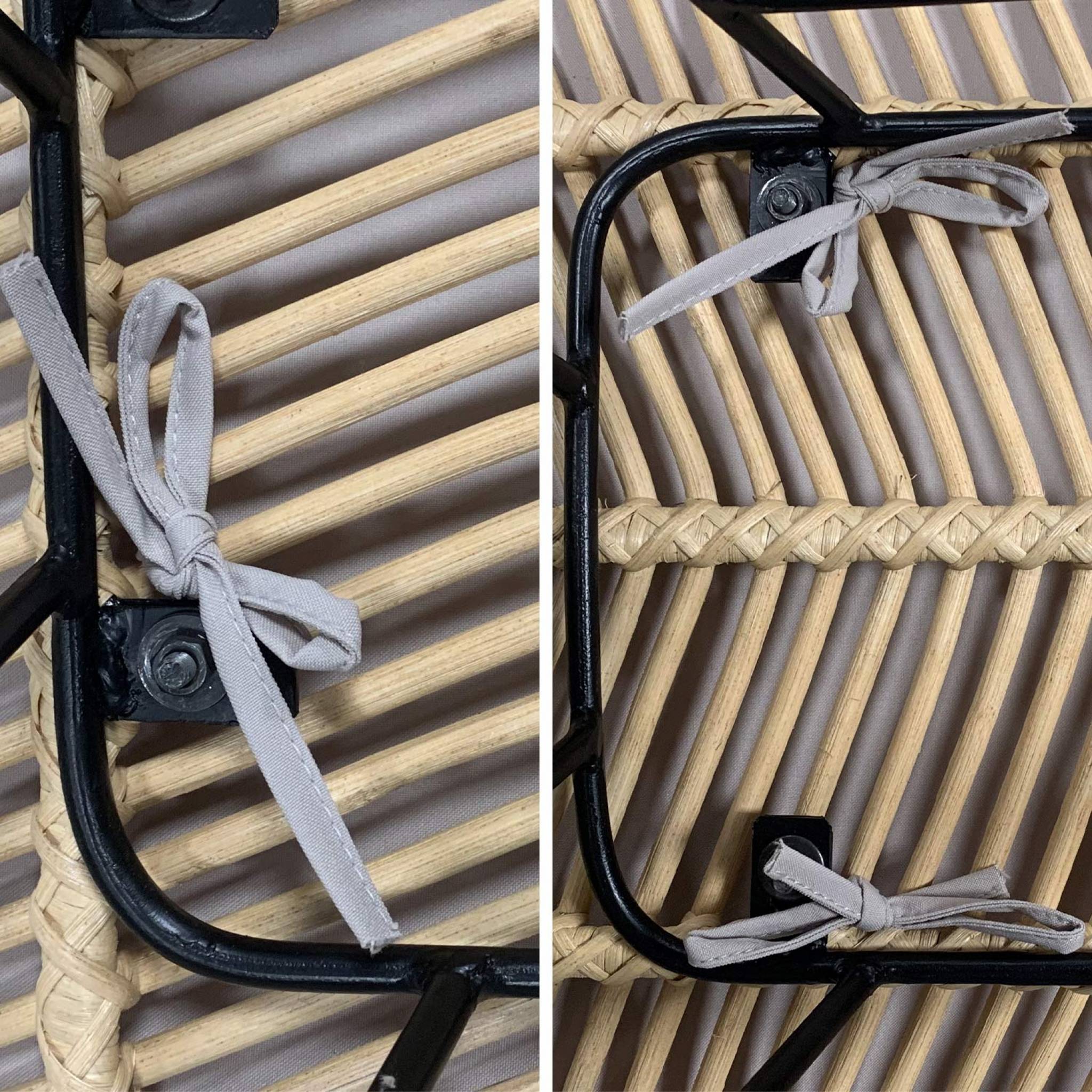 Lot de 2 tabourets de bar 75cm. métal et rotin. assise beige - Cahya CAHYA - 9