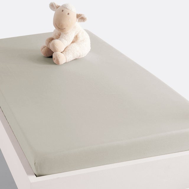 Drap housse en coton, lit enfant, Scenario - Beige galet - 80 x 190 cm