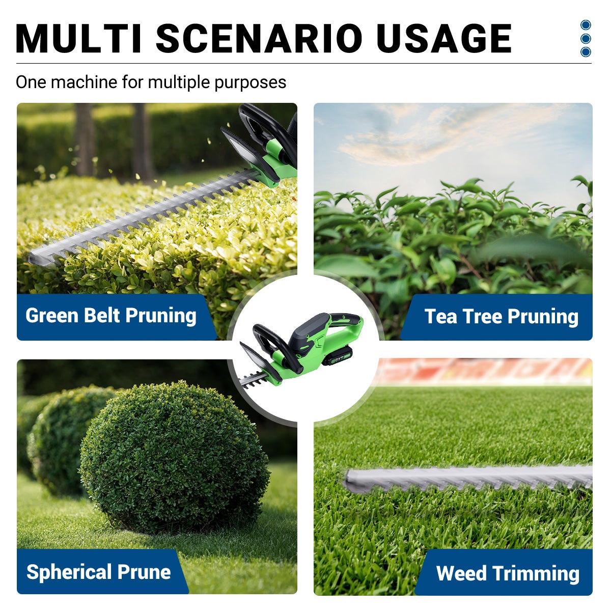 Tagliasiepi elettrico a batteria senza spazzole, 2 batterie, L. 51 cm - 3