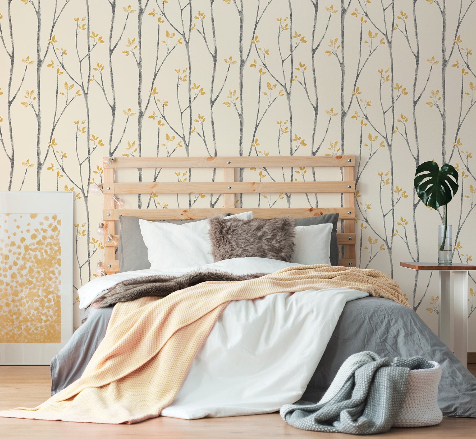 Fine Decor Urban Walls UW24776 Scandi Tree Sidewall, senape - 2