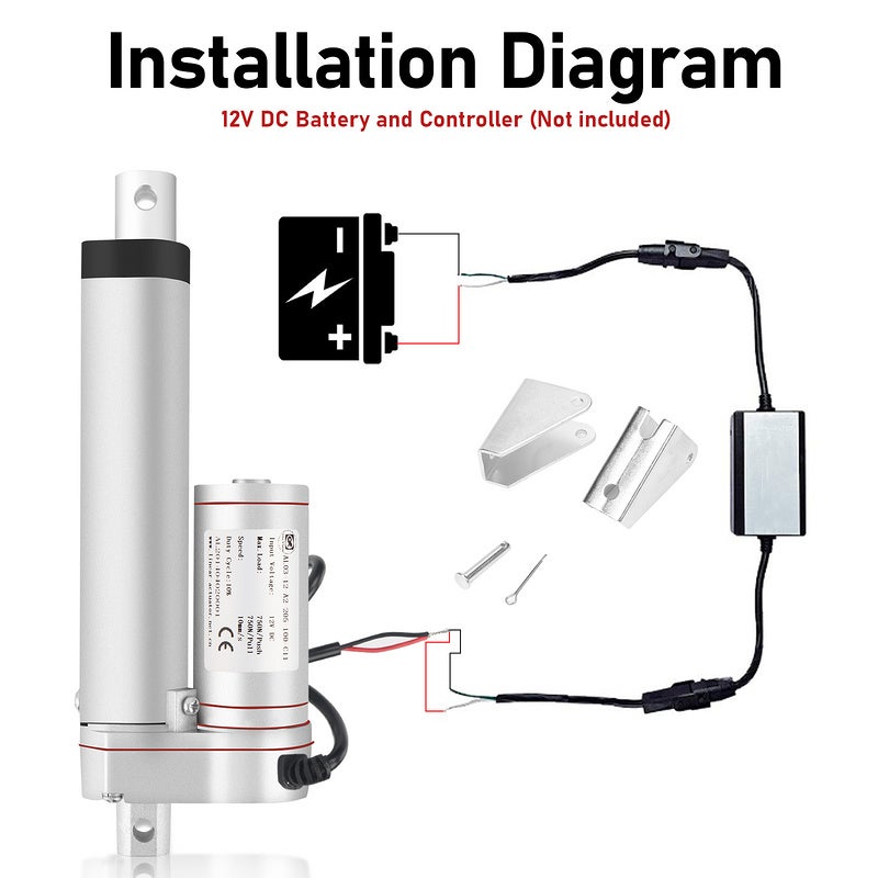Actionneur Lineaire 12 V, Actionneur 150 mm 337.5 lb/1500 N 5.7mm/s avec Support de Montage, Mecaniques - 4