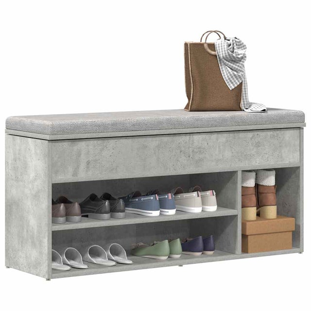 Banco sapateira 102x30,5x45 cm derivados cinzento cimento vidaXL