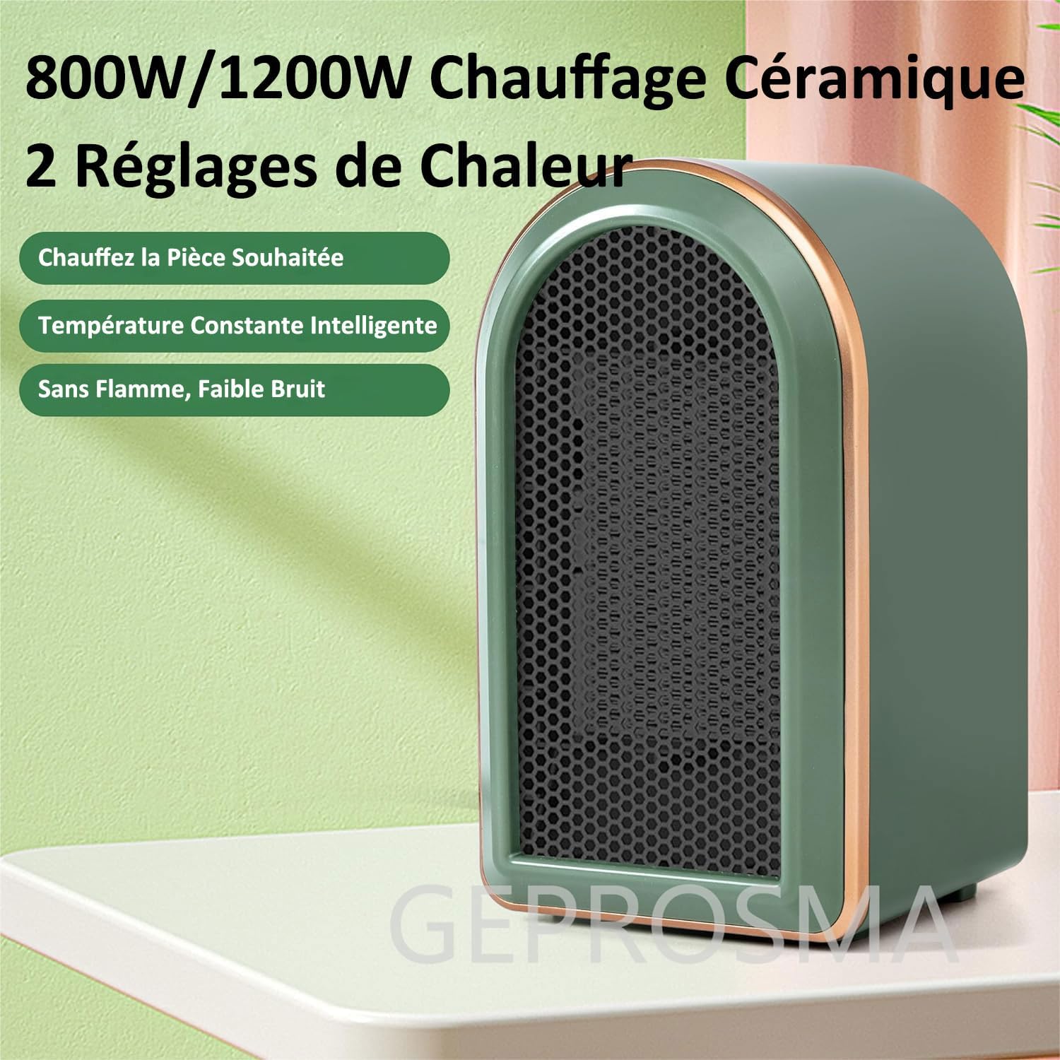 Chauffage d'appoint Electrique Portable, Radiateur Soufflant Economie d'énergie PTC Ceramique,Chauffage Cinétique,Chauffage Mini Dumping Protection - 2