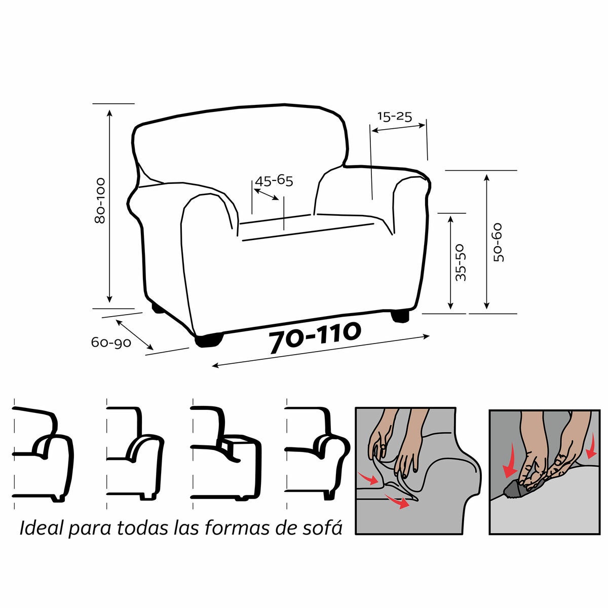 Housse de canapé Sofakover Romeo 1 place - 8