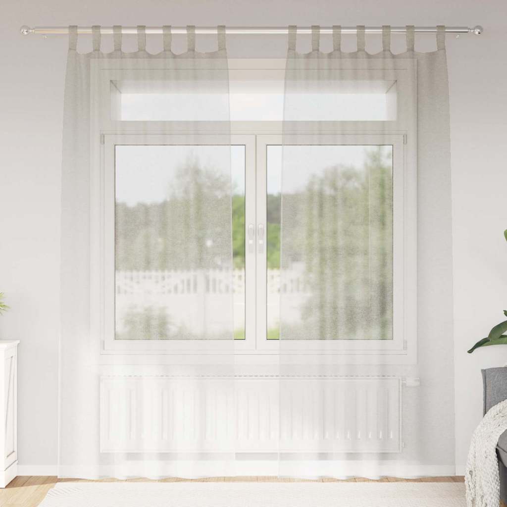 Firany Voile z zasłonami 2 pcs Kremowy 245 x 140 cm Poliester vidaXL