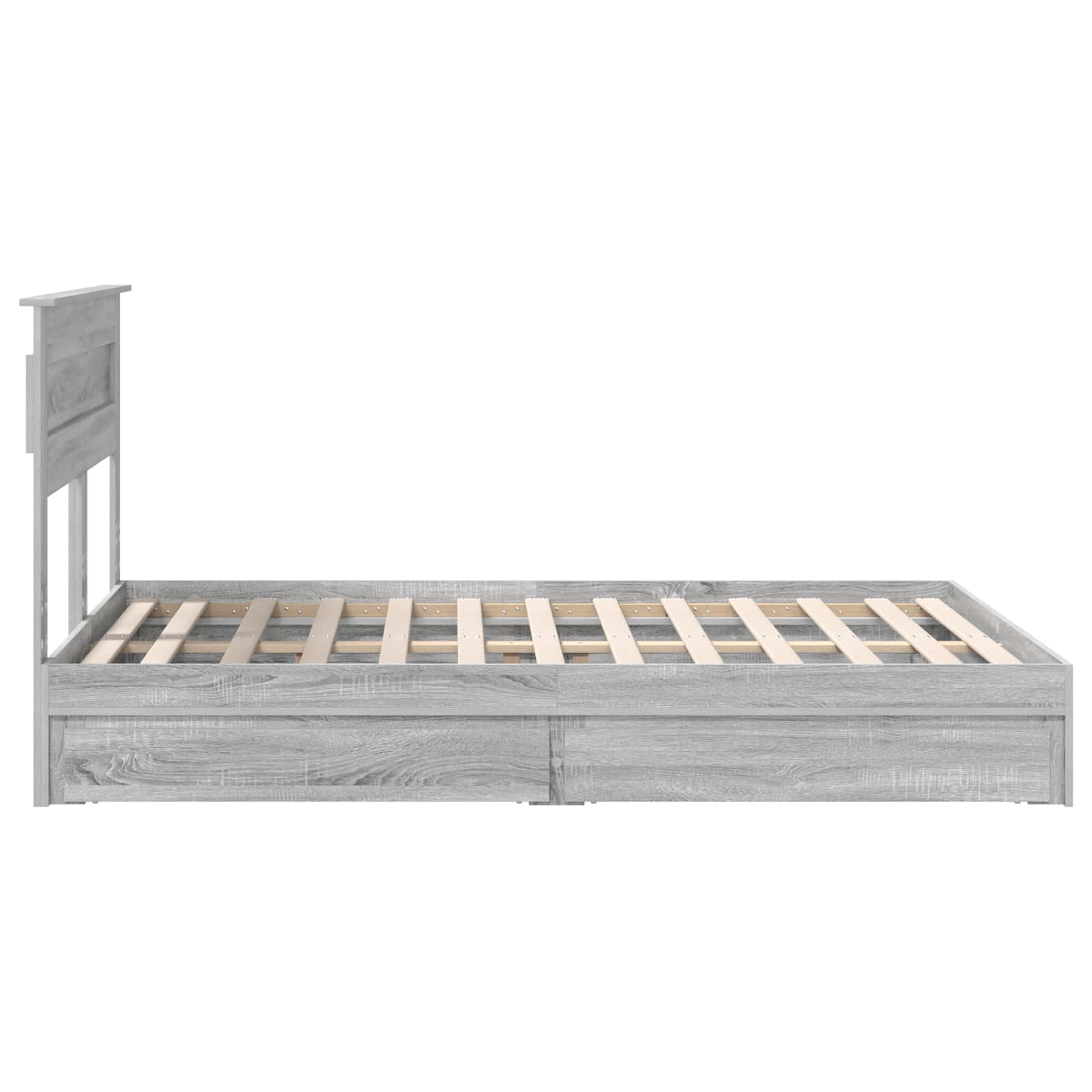 Lit avec rangement, panneau de bois, gris, pour la chambre, 140 × 200 cm - 9