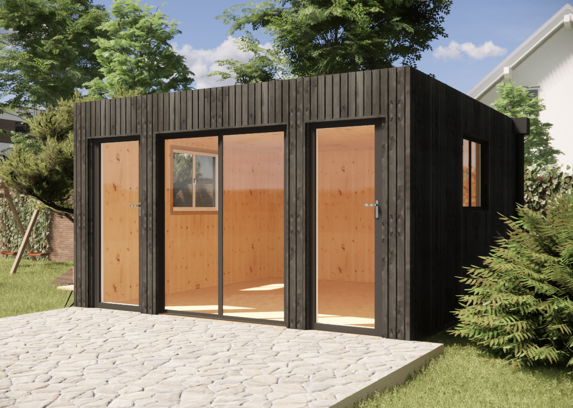 Extension maison en bois en bois 4,4 x 4,6 x 2,7 m avec plancher isolé - 6