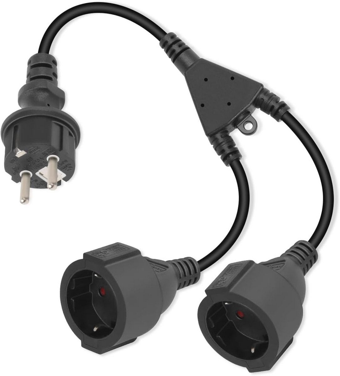Prelungitor dublu pentru utilizare în exterior, ștecher cu împământare, IP20, 16 A 250 V