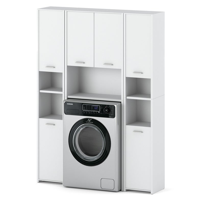 Szafka nad pralkę słupek stojący zestaw łazienkowy duży nowoczesny biały