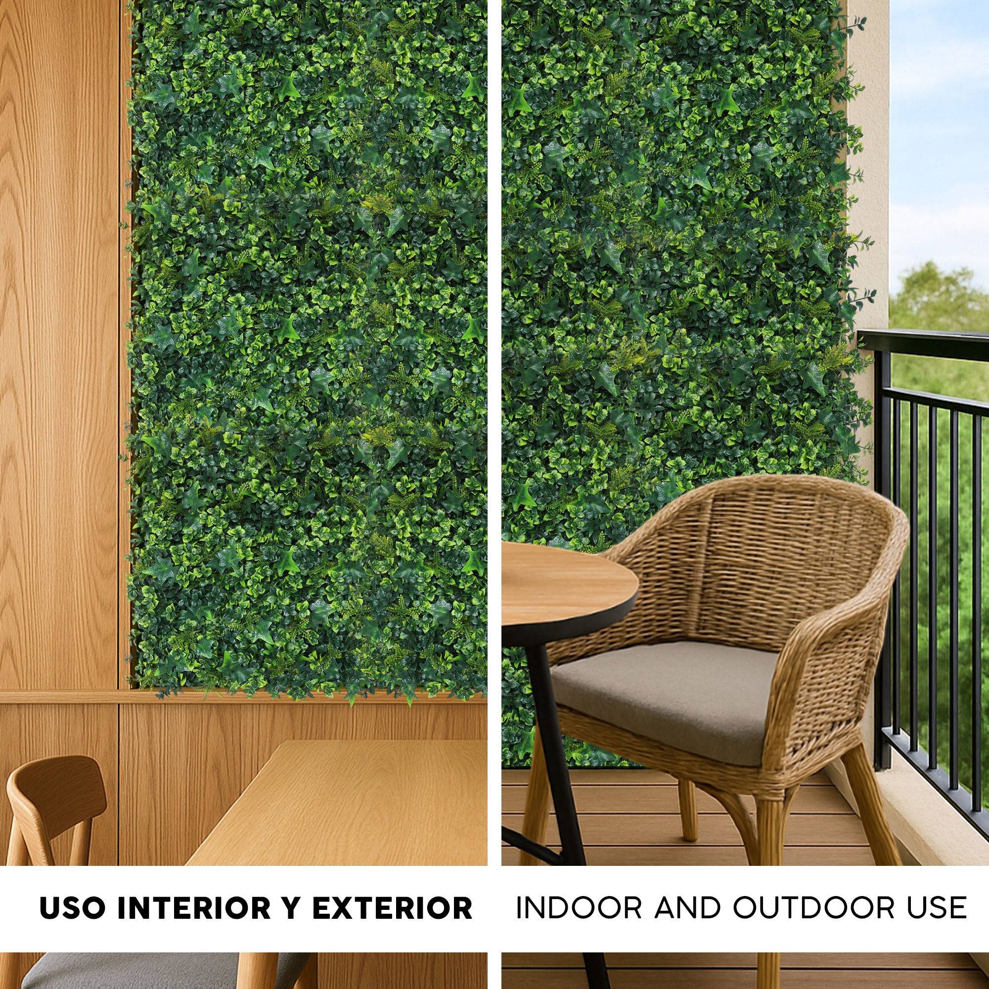WellHome Seto Artificial 100x100cm, Jardin vertical de hojas Verdes Mixtas - 3