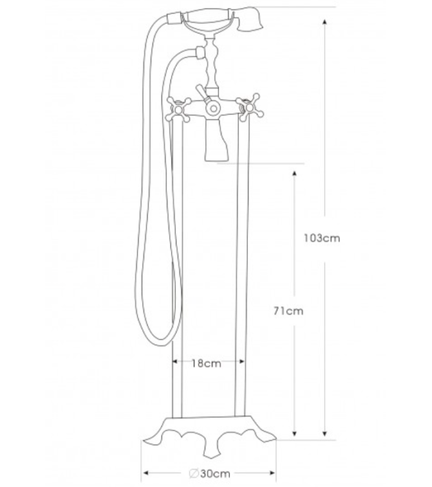 BERNSTEIN - Robinet de bain sur pied Robinet rond 1414 - Laition massif - Chrome - 5