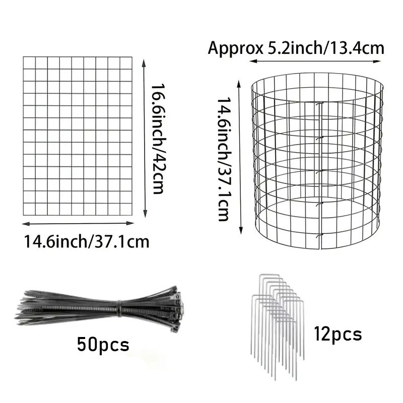 Ensemble 6 pièces grilles de protection tronc d’arbre en acier, livré avec 12 piquets et 50 attaches – Jardin et terrasse - 2