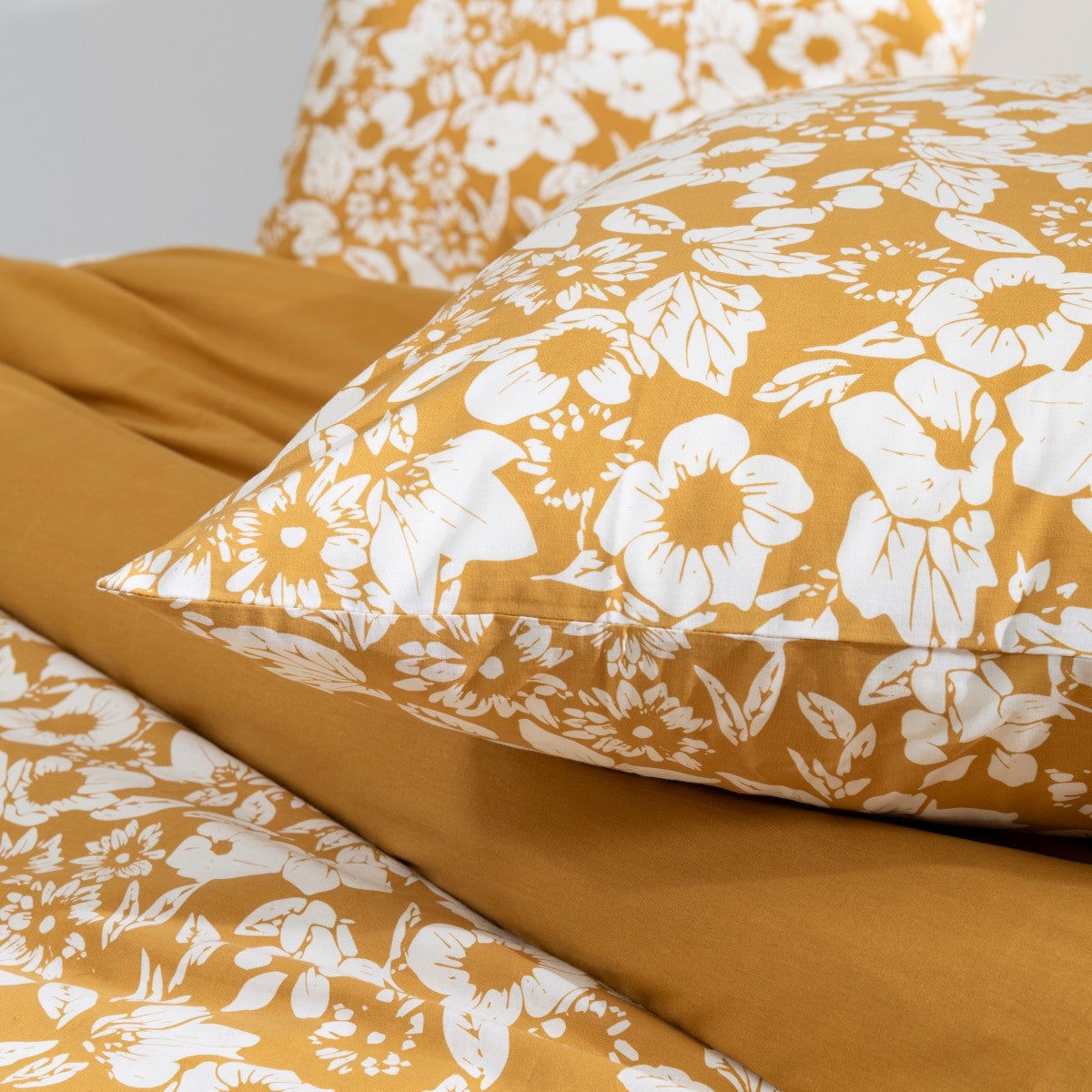 Parure de lit 2 personnes en coton 57 fils imprimé miel 240x220cm - 2