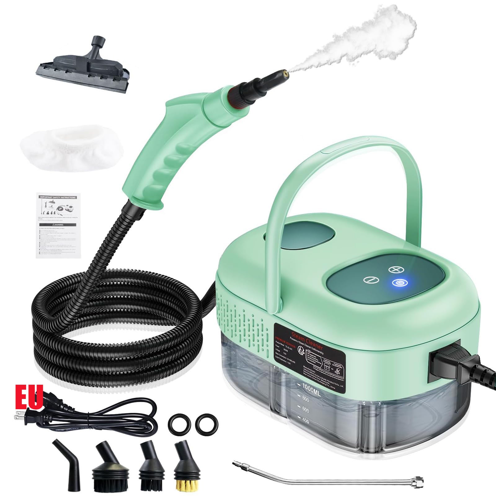 Nettoyeur Vapeur Portable 2500W - Réservoir 1400ml - 3 Niveaux De Vapeur - Pour Cuisine & Salle De Bain