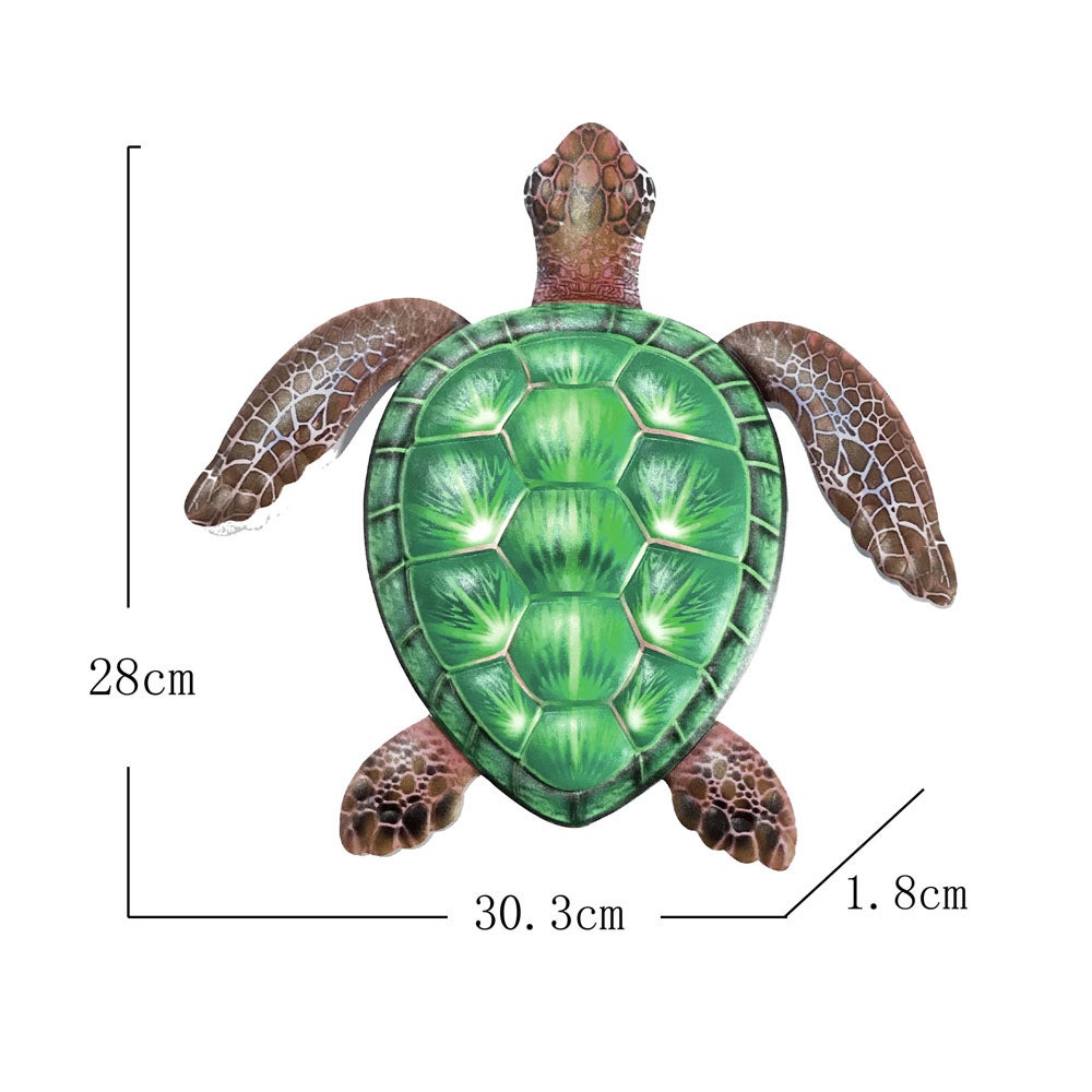 (12 pouces, vert) Grande décoration murale en métal, ornements suspendus en forme de tortue en fer, convient pour salle de bain, chambre, piscine - 2