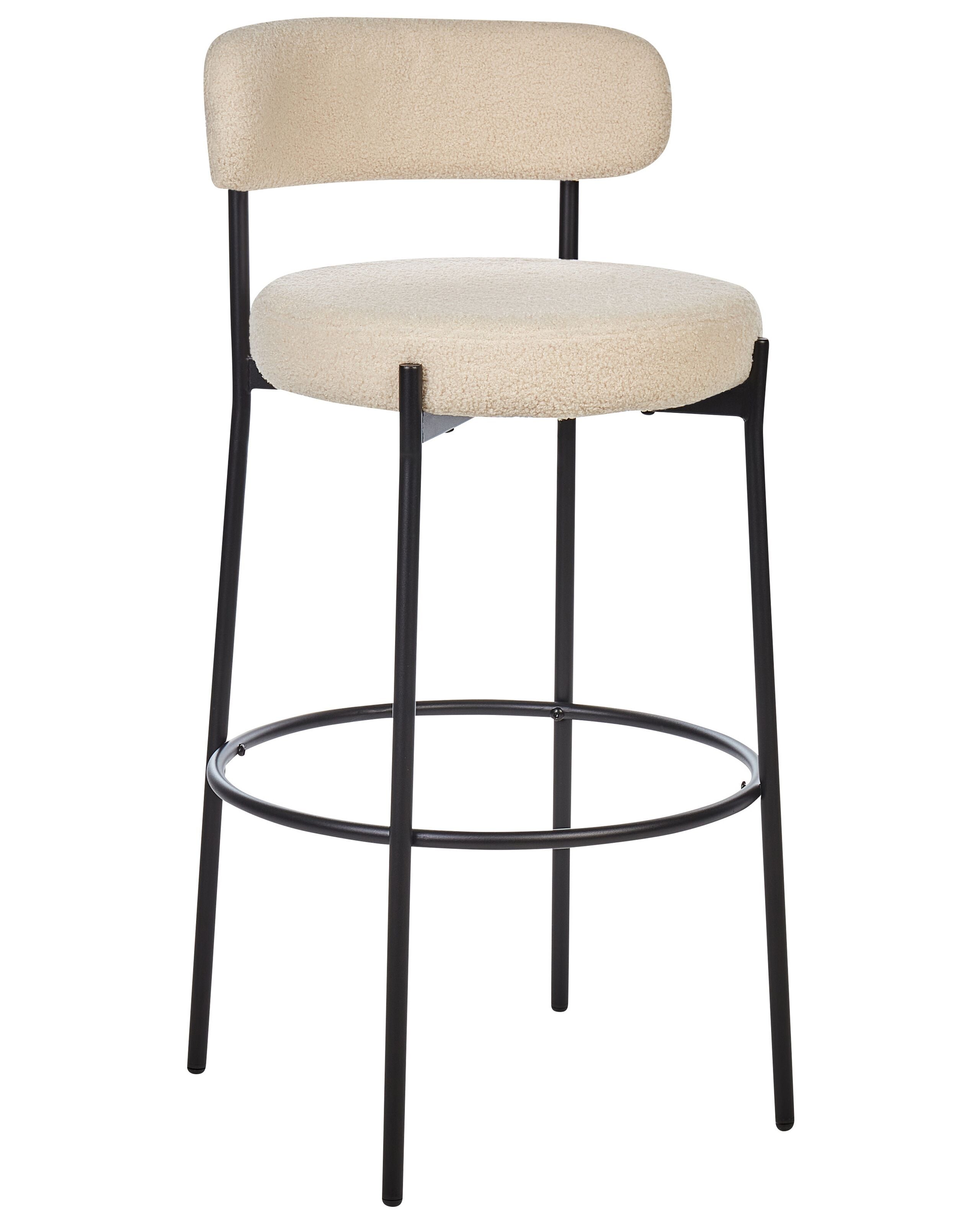 Beliani Conjunto de 2 sillas de bar ALLISON Bouclé Beige claro - 5