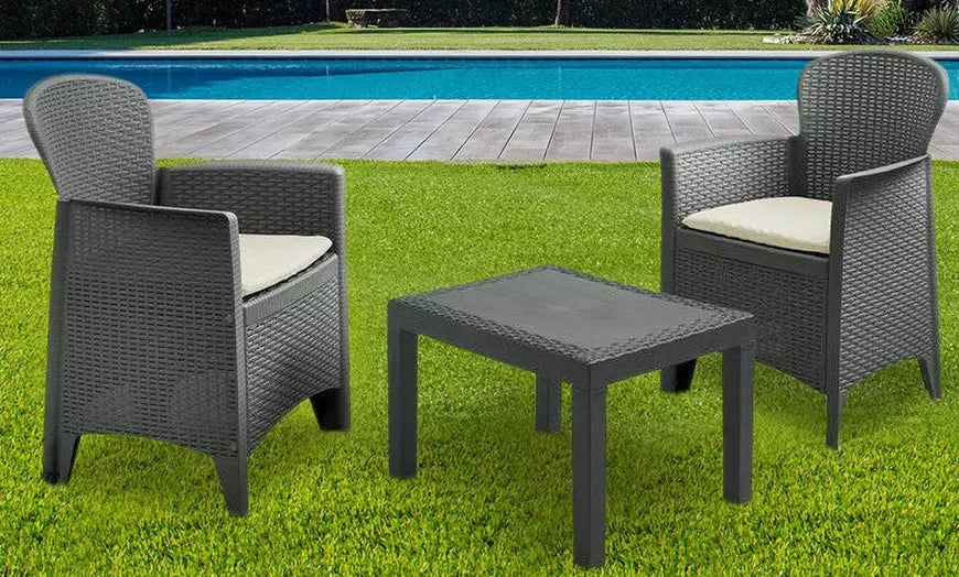 Table basse jardin effet rotin 59x46x40cm anthracite - 3