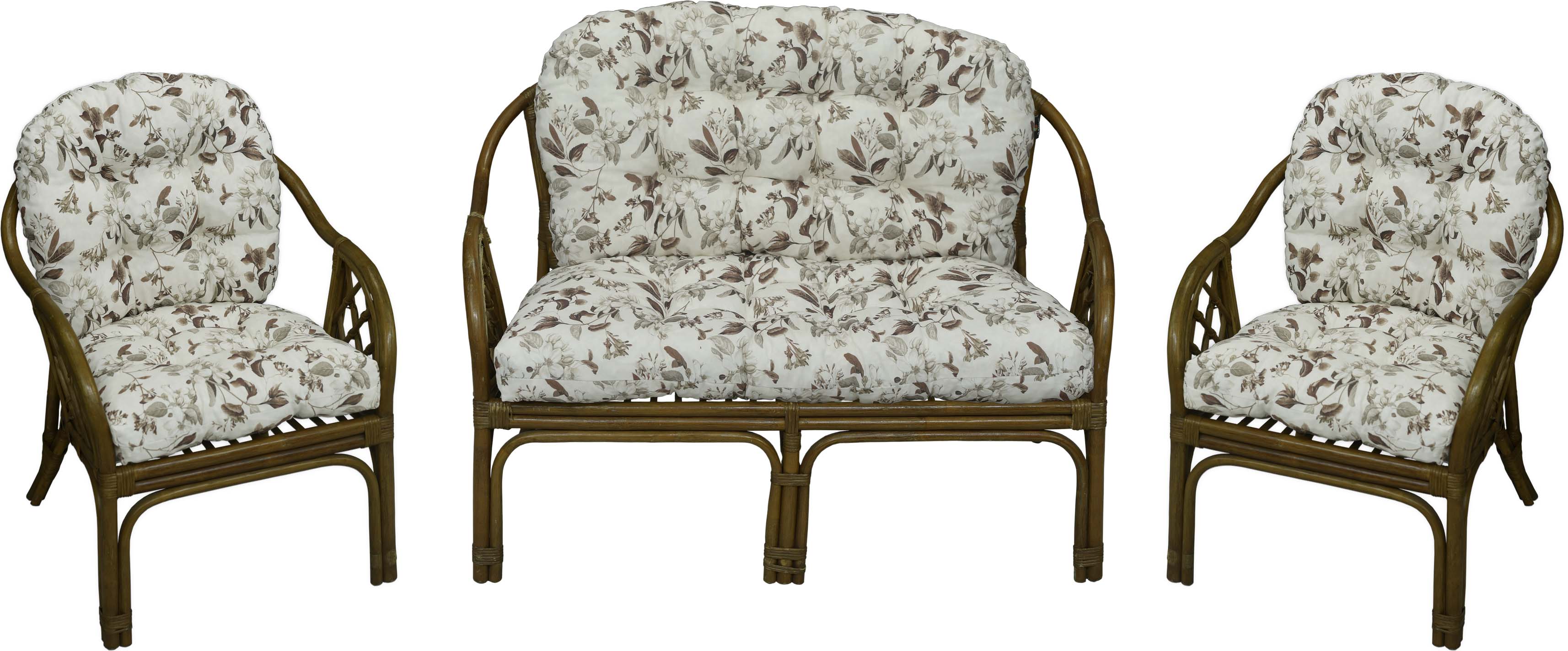 Poduszki na meble rattanowe AMPO komplet brązowy biały 1 kpl.