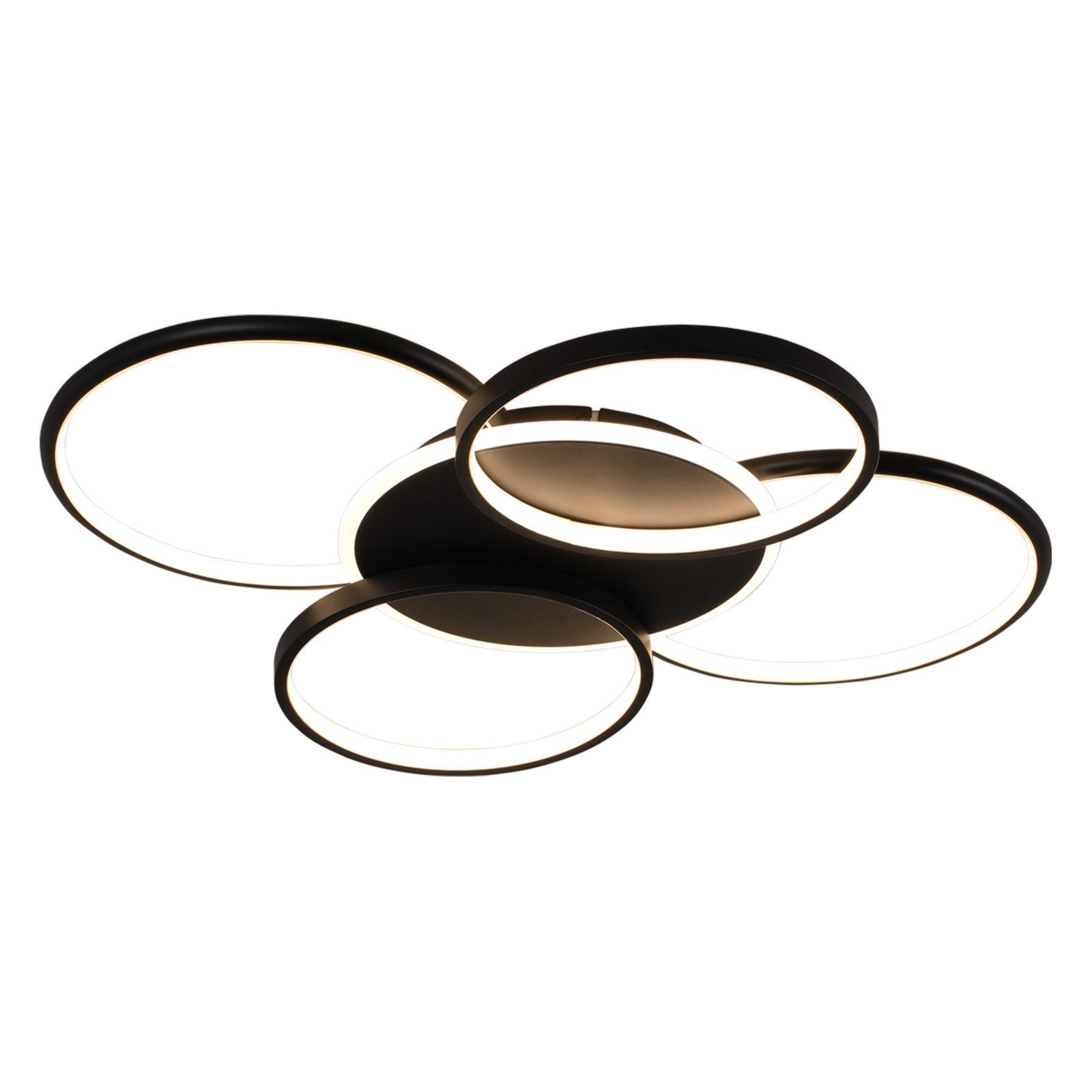 NETTLIFE Lampa sufitowa LED do salonu ściemnialna 70 W z pilotem 5 pierścieni biała nowoczesna akrylowa - 9