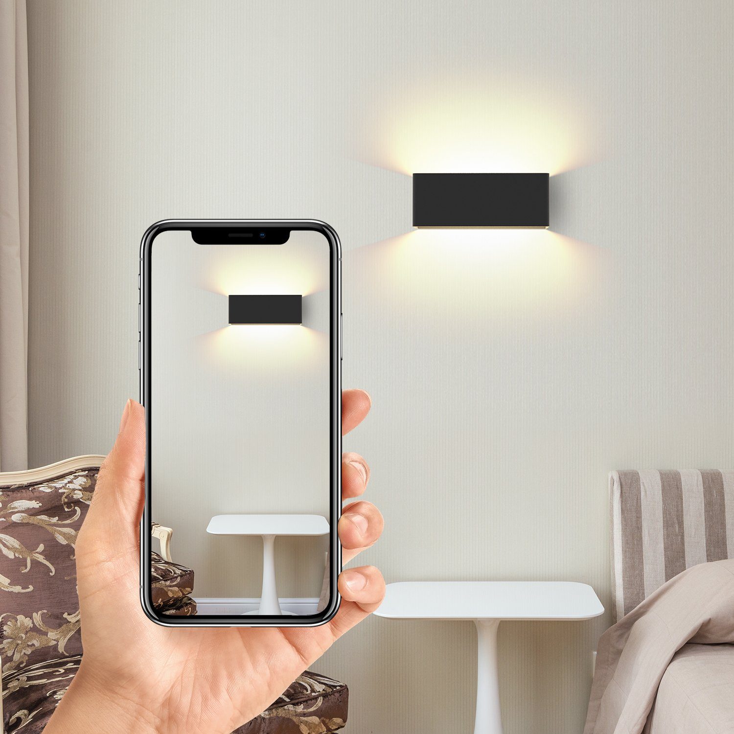 NETTLIFE Kinkiet wewnętrzny LED - 2 wersje czarne oświetlenie ścienne 5W ścienna lampa punktowa w górę w dół lampa schodowa regulowana wiązka 3000K - 2