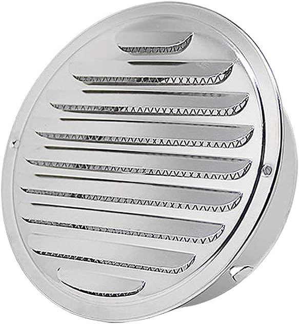 Kratka wentylacyjna 100 mm, kratka wentylacyjna ze stali nierdzewnej, okrągła kratka, kratka wentylacyjna, kratka wywiewna powietrza z moskitierą