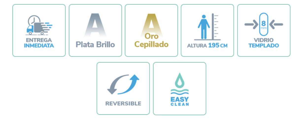 Panel fijo de ducha FRESH Oro Cepillado - 88.5-90 cm - Reversible - Trat. Antical - Brazo soporte incluido - 5