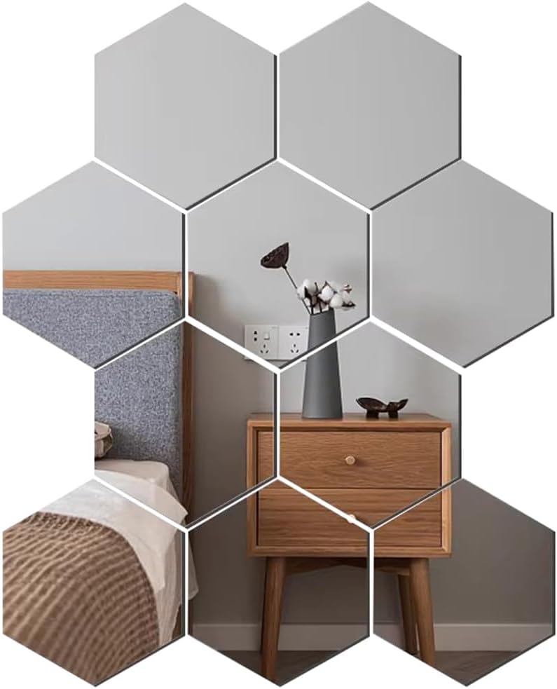 Lustro akrylowe sześciokątne - Samoprzylepne, elastyczne soczewki - Do salonu, sypialni itp. - 110 x 126 x 63 mm, 24 sztuki - 5