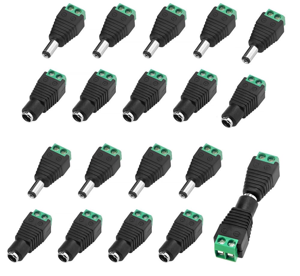 10 par 5,5 x 2,1 mm 12 V DC Złącze zasilania wtykowe męskie i żeńskie Adapter złącza zaciskowego śrubowego