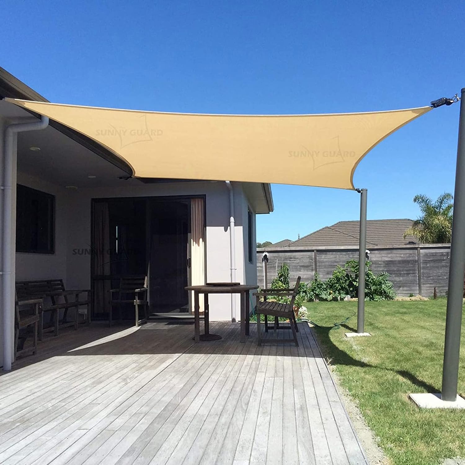 Voile d'ombrage Rectangulaire Imperméable Anti 95% UV résistant à l'eau Protection Contre Le Vent Polyester avec Protection UV pour Jardin terras - 4