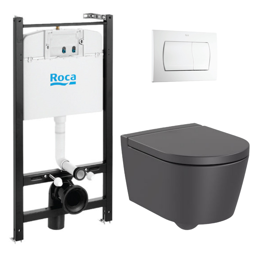Pack WC Bastidor Roca Active + WC suspendido Roca sin brida + tapa ...
