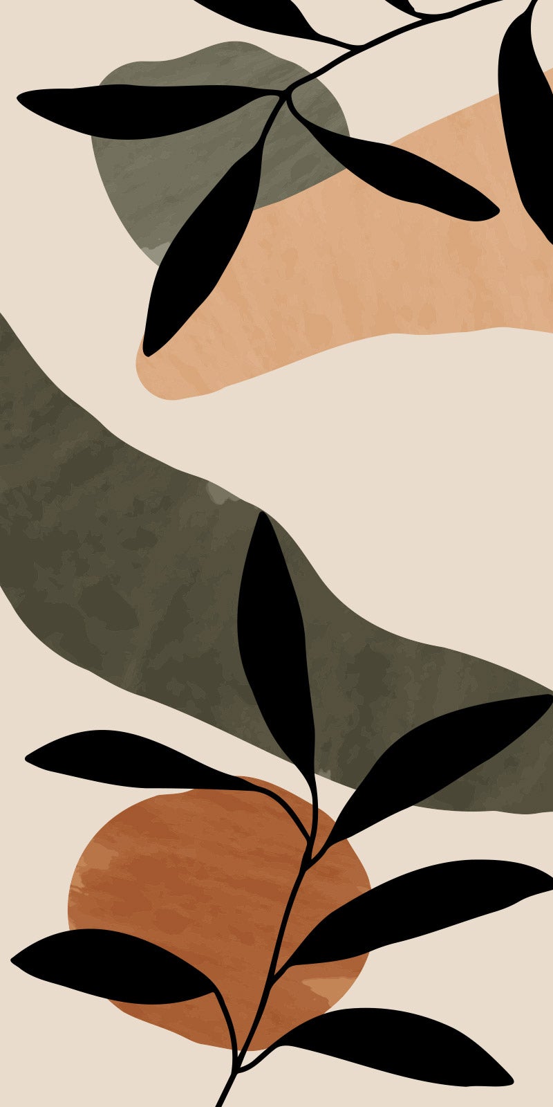 Papier peint panoramique - Feuilles Boho - Largeur 195 cm x Hauteur 390 ...